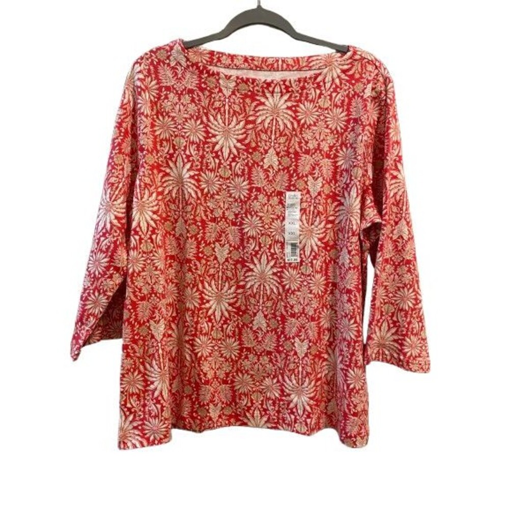 Women's XXL Classic Boatneck Tee Croft & Barrow Cotton 3/4 Sleeve T-Shirt